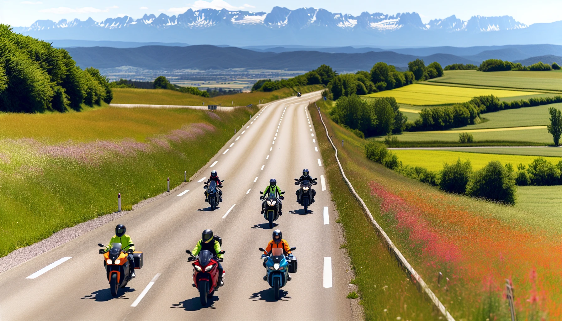 Motorradfahrer auf Autobahn in Frankreich